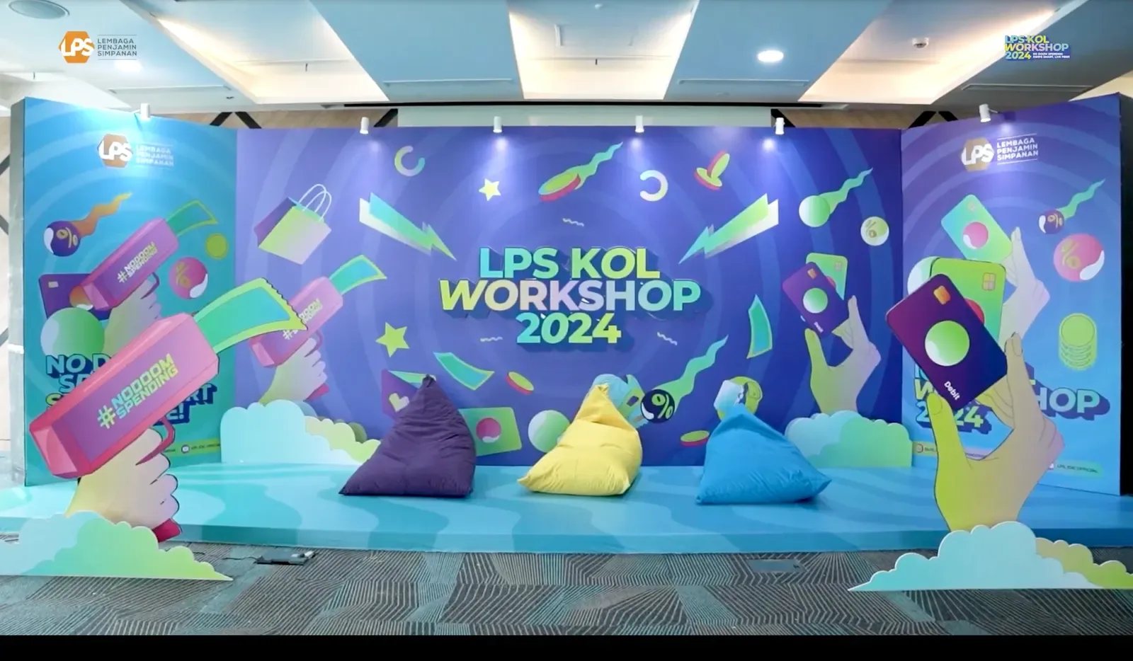 Panggung LPS KOL Workshop 2024 yang dirancang dan diproduksi MDIX Digital